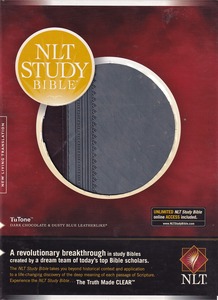 NLT Study Bible, TuTone, Dark Chocolate & Dusty Blue Leatherlike 封面