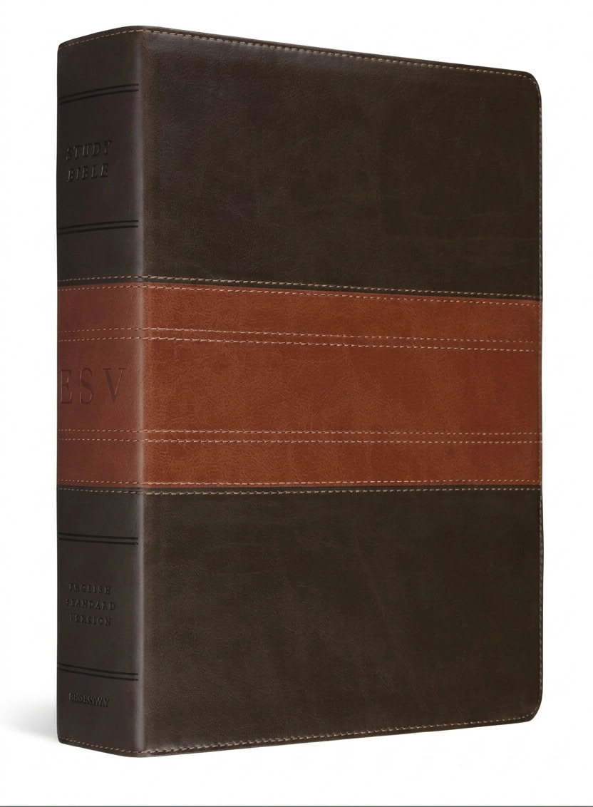 ESV Study Bible, Large Print, TruTone, Forest/Tan, Trail Design 封面