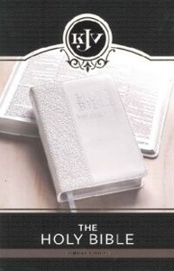 KJV Holy Bible, Compact White Faux Leather w/Ribbon Marker, Red Letter 封面