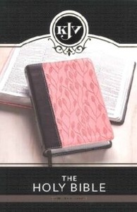 KJV Holy Bible, Compact Pink and Brown Faux Leather w/Ribbon Marker, Red Letter 封面