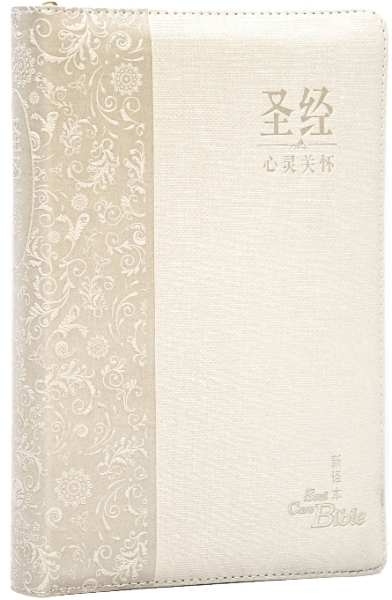 心靈關懷聖經—新譯本 簡體．神字版 淺棕色儷皮金邊拉鏈 封面
